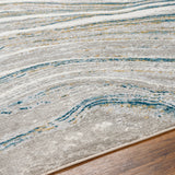 Glendy Abstract Modern Marble Dark Teal/Beige Rug
