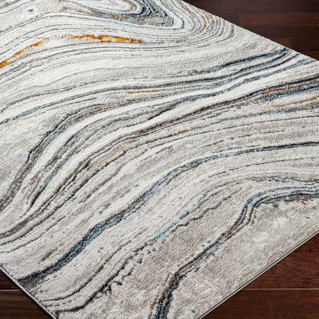 Makayla Abstract Modern Marble Sky Blue/Beige Rug - Image 6