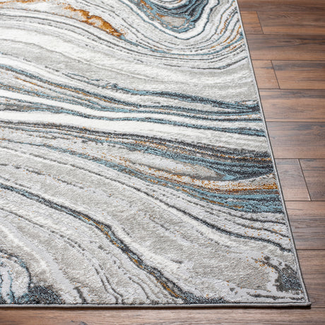 Makayla Abstract Modern Marble Sky Blue/Beige Rug - Image 5