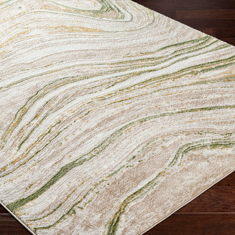 Makayla Abstract Modern Marble Moss/Beige Rug - Image 6