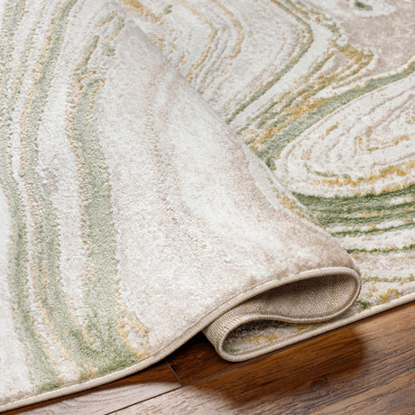 Makayla Abstract Modern Marble Moss/Beige Rug - Image 4