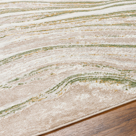 Makayla Abstract Modern Marble Moss/Beige Rug - Image 3