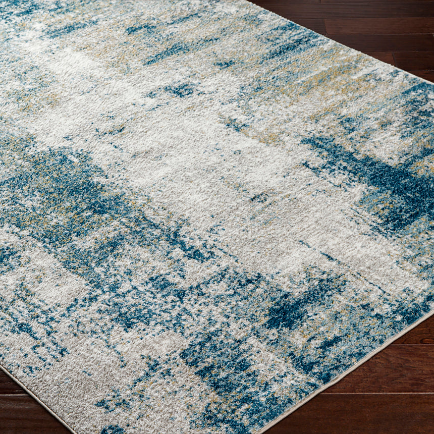Maylene Abstract Modern Marble Dark Teal Rug