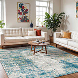 Maylene Abstract Modern Marble Dark Teal Rug