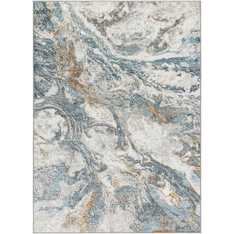 Tenita Abstract Modern Marble Sky Blue Rug - Image 1
