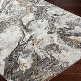Tenita Abstract Modern Marble Dark Brown/Charcoal Rug