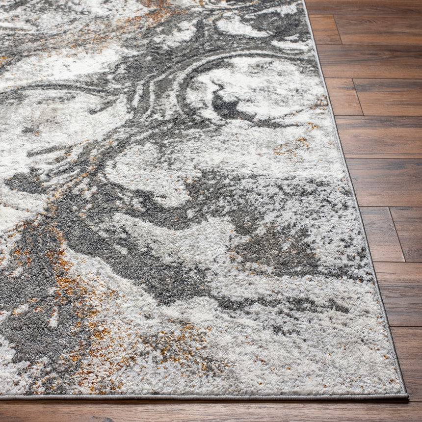 Tenita Abstract Modern Marble Dark Brown/Charcoal Rug