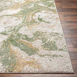 Octavia Abstract Modern Marble Moss Green Rug