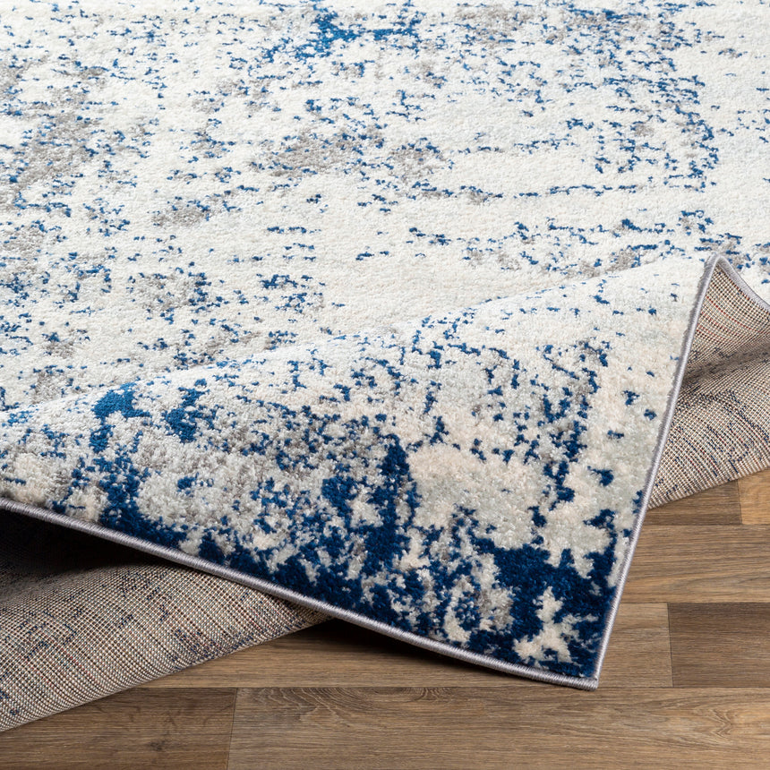 Sarah Abstract Modern Marble Dark Blue Rug