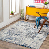 Sarah Abstract Modern Marble Dark Blue Rug