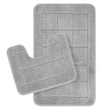 Noelle 2-Piece Machine Washable Non-Slip Grey Bathroom Rug Set
