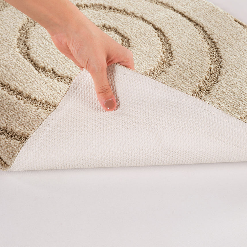 April 2-Piece Machine Washable Non-Slip Light Beige Bathroom Rug Set