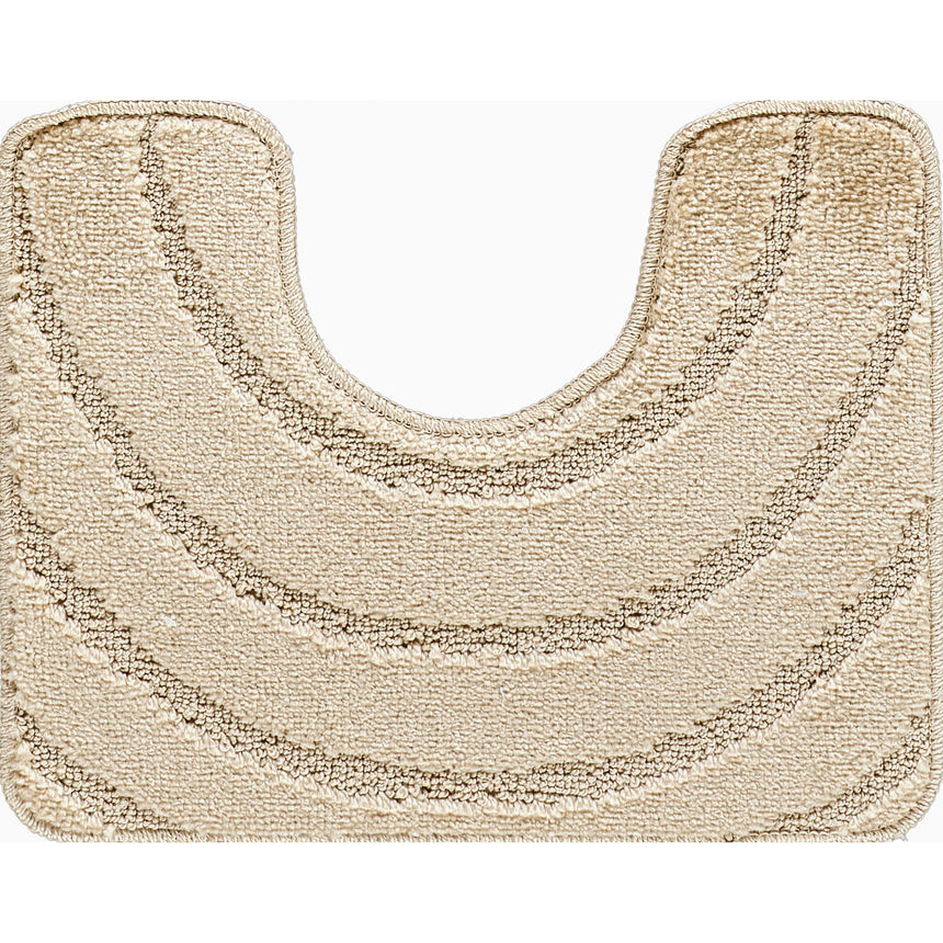 April 2-Piece Machine Washable Non-Slip Light Beige Bathroom Rug Set