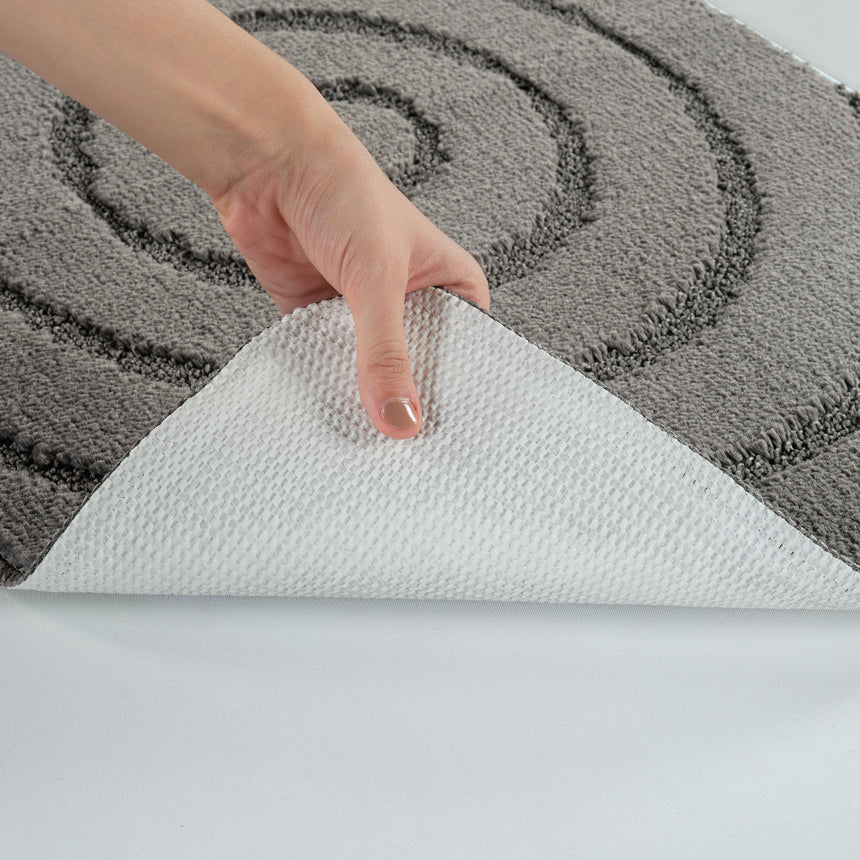 April 2-Piece Machine Washable Non-Slip Dark Grey Bathroom Rug Set