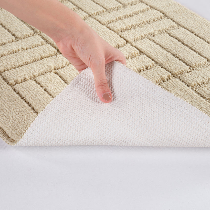 Royal 2-Piece Machine Washable Non-Slip Light Beige Bathroom Rug Set