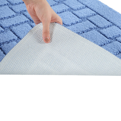 Tegan 2-Piece Machine Washable Non-Slip Blue Bathroom Rug Set - Image 4