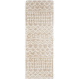 Nour Shaggy Geometric Plush Pile Cream Beige Rug