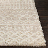 Nour Shaggy Geometric Plush Pile Cream Beige Rug