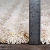 Nour Shaggy Geometric Plush Pile Cream Beige Rug