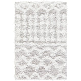 Nour Shaggy Geometric Plush Pile Light Grey Rug