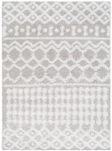 Nour Shaggy Geometric Plush Pile Light Grey Rug