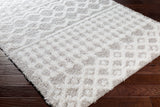 Nour Shaggy Geometric Plush Pile Light Grey Rug