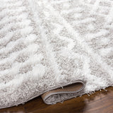 Nour Shaggy Geometric Plush Pile Light Grey Rug