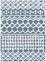 Nour Shaggy Geometric Plush Pile Denim Rug