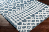 Nour Shaggy Geometric Plush Pile Denim Rug