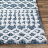 Nour Shaggy Geometric Plush Pile Denim Rug