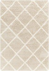 Jane Shaggy Cottage Plush Pile Beige Rug