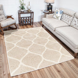 Judy Shaggy Cottage Plush Pile Beige Rug