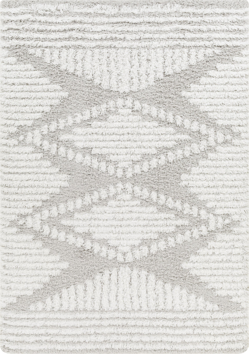 Nuria Shaggy Modern Plush Pile Light Grey Rug