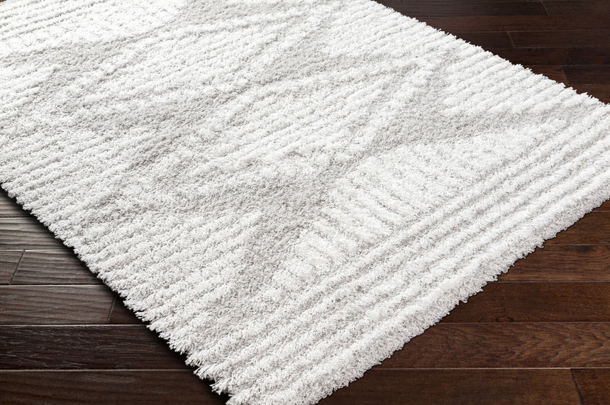 Nuria Shaggy Modern Plush Pile Light Grey Rug