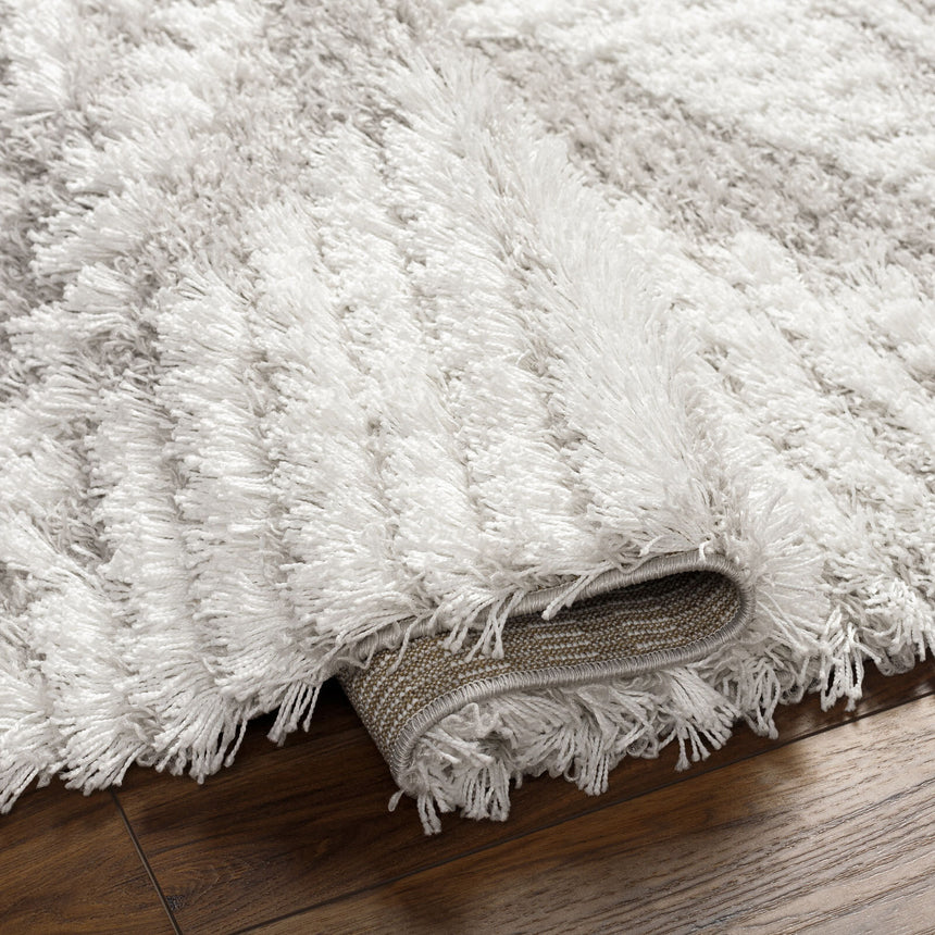 Nuria Shaggy Modern Plush Pile Light Grey Rug