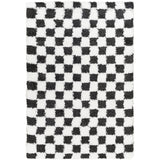 Willa Shaggy Modern Plush Pile Black Checkered Rug - Image 1