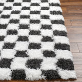 Willa Shaggy Modern Plush Pile Black Checkered Rug - Image 5