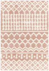 Nour Shaggy Geometric Plush Pile Peach Rug