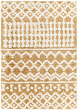 Nour Shaggy Geometric Plush Pile Camel Rug