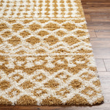 Nour Shaggy Geometric Plush Pile Camel Rug