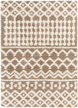 Nour Shaggy Geometric Plush Pile Taupe Rug