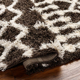 Nour Shaggy Geometric Plush Pile Taupe Rug