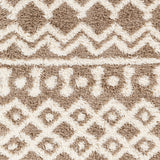 Nour Shaggy Geometric Plush Pile Taupe Rug