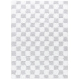 Willa Shaggy Modern Plush Pile Light Grey Checkered Rug