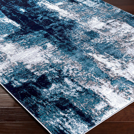 Giulia Abstract Modern Marble Dark Teal Rug - Image 6