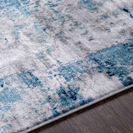 Giulia Abstract Modern Marble Dark Teal Rug - Image 3