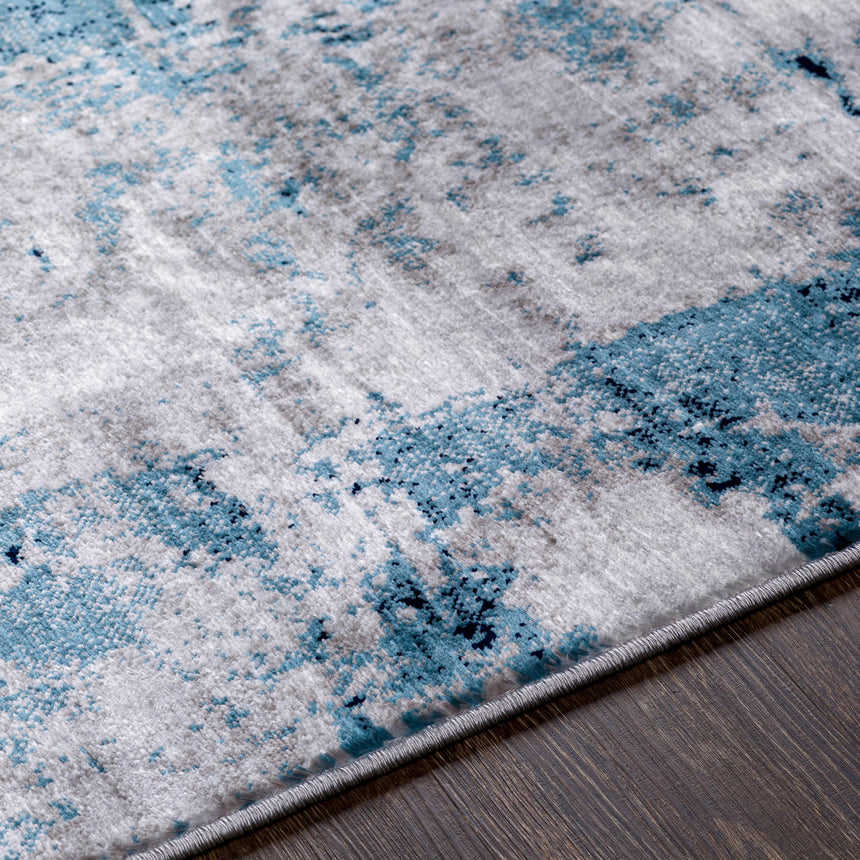 Giulia Abstract Modern Marble Dark Teal Rug