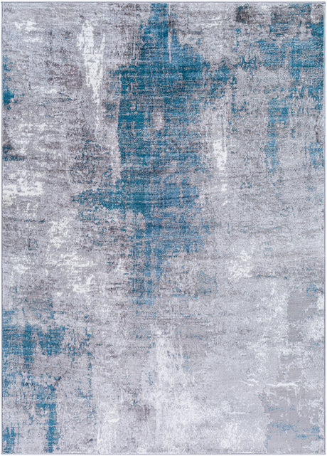 Giulia Abstract Modern Marble Teal Rug - Image 1