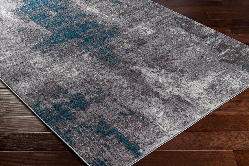 Giulia Abstract Modern Marble Teal Rug