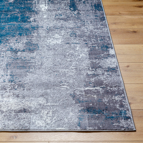 Giulia Abstract Modern Marble Teal Rug - Image 5